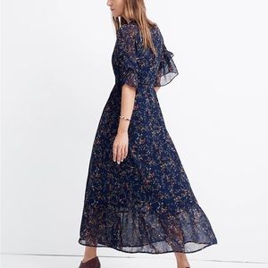 Madewell Vervain Ruffle-Sleeve Wrap Dress in Moonless Floral